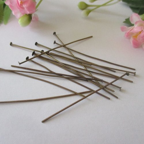 50 clous tiges à tête plate 5 cm bronze