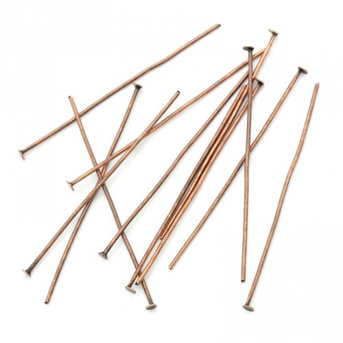 50 clous tiges cuivre rouge 5 cm à tête plate