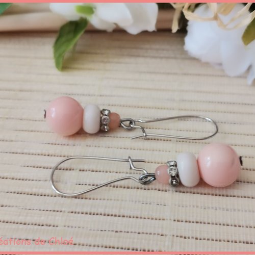 Kit de boucles d'oreilles perles saumon et beige