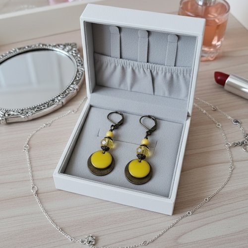 Kit de boucles d'oreilles sequin émail jaune