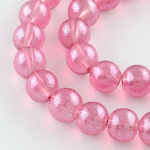 20 perles en verre 8 mm rose brillant