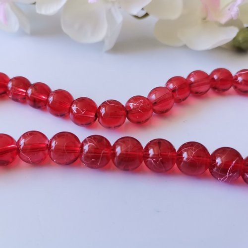 10 perles en verre tréfilé 10 mm rouge