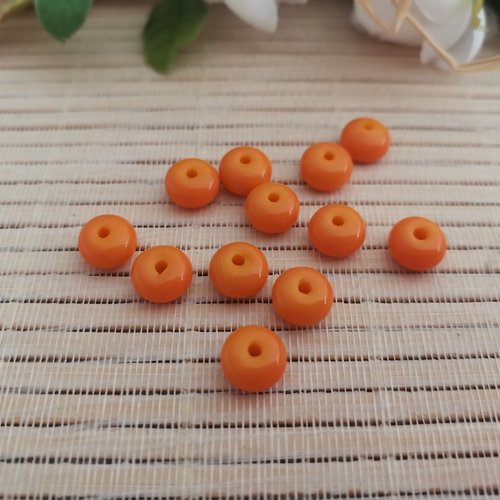 20 perles en verre rondelle 8 mm orange