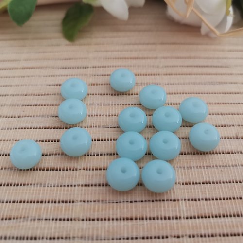 20 perles en verre rondelle 8 mm bleu clair