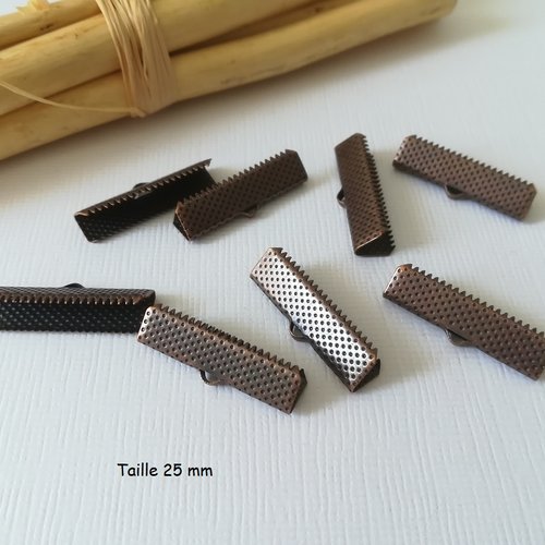 30 fermoirs griffes 25 mm cuivre rouge