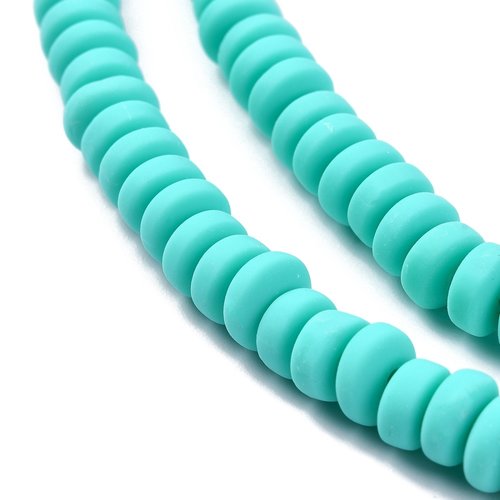 20 perles pâte polymère rondelle 6/7 mm turquoise