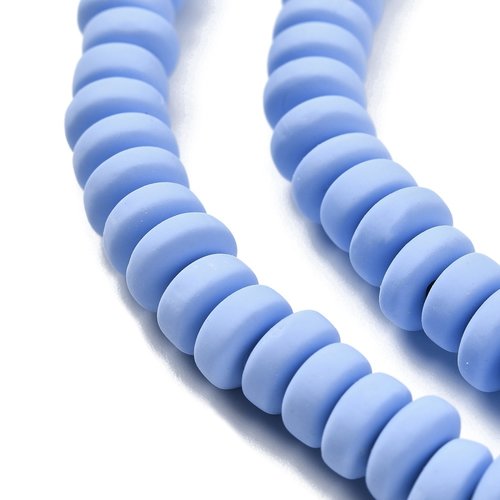 20 perles pâte polymère rondelle 6/7 mm bleu ciel