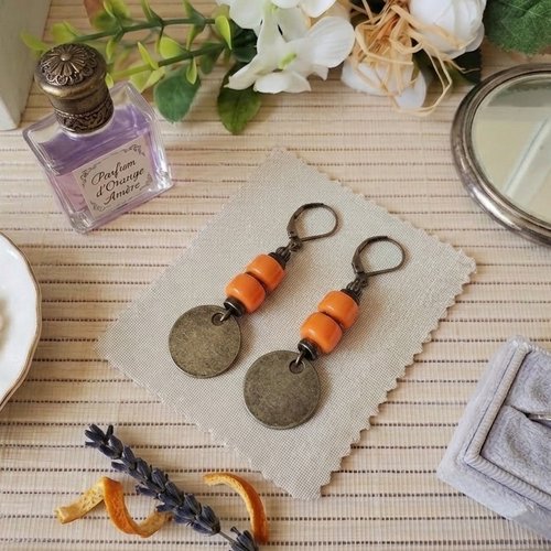Kit boucles d'oreilles pendentif métal et perles colonne