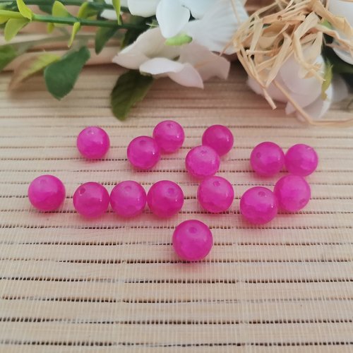 11 perles en verre 2 tons 8 mm fuchsia