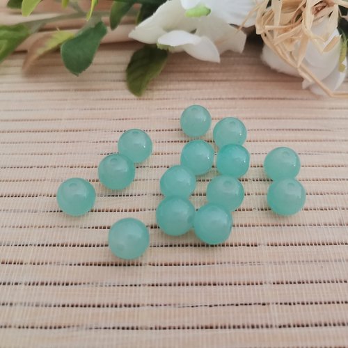 11 perles en verre 2 tons 8 mm vert clair