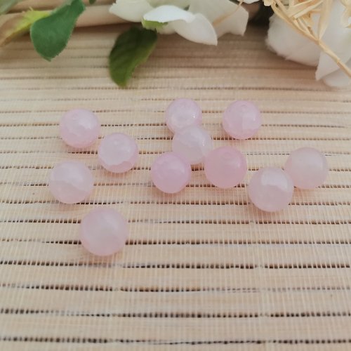 18 perles en verre 2 tons 8 mm rose blanc