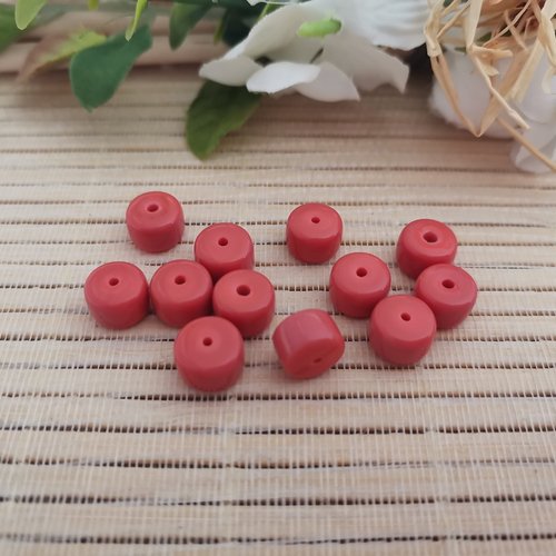 20 perles en verre colonne 8 mm corail