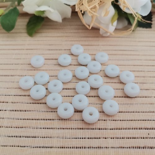 20 perles en verre rondelle 8 mm blanc