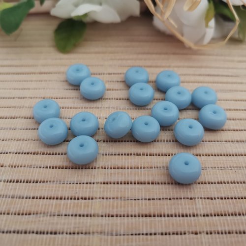 20 perles en verre rondelle 8 mm bleu ciel