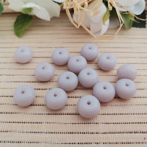 10 perles en verre rondelle 9 x 6 mm gris clair