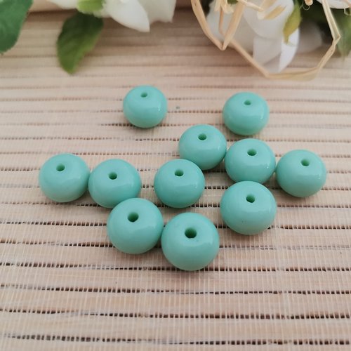 11 perles en verre rondelle 9 x 6 mm vert clair