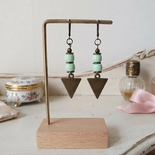 Kit boucles d'oreilles pendentif métal et perles colonne