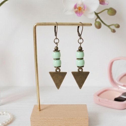 Kit boucles d'oreilles pendentif métal et perles colonne