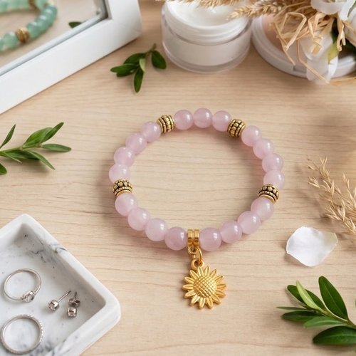 Kit bracelet fil élastique perles en verre roses