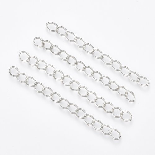 20 chaînettes d'extension 5 cm argent mat