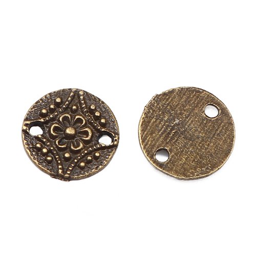 10 connecteurs métal rond 10 mm bronze