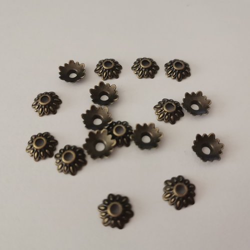 30 coupelles fleurs 7 mm bronze