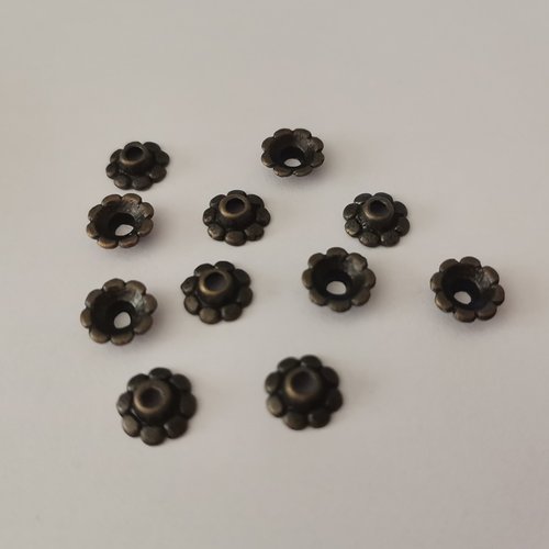 33 coupelles fleurs 7 mm bronze