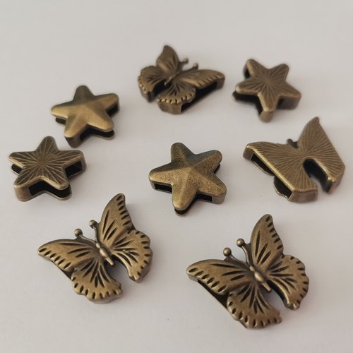 8 perles métal passantes bronze