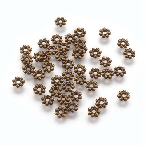 50 perles métal intercalaire 4 mm bronze