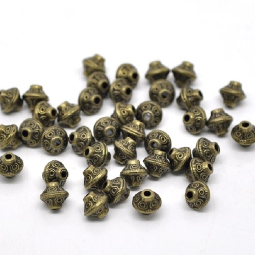 20 perles métal toupie 6 mm bronze