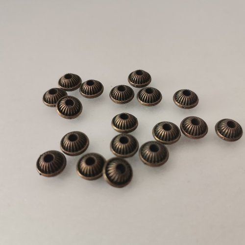 25 perles métal toupie 7 mm bronze