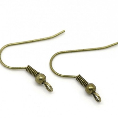 40 crochets d'oreilles trou face plate bronze