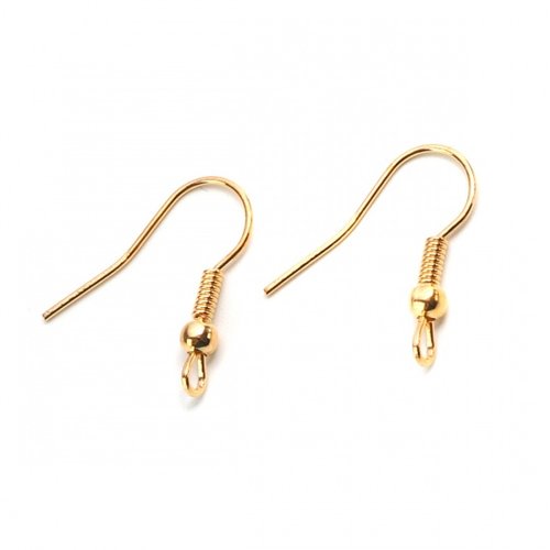 30 crochets d'oreilles trou face plate doré