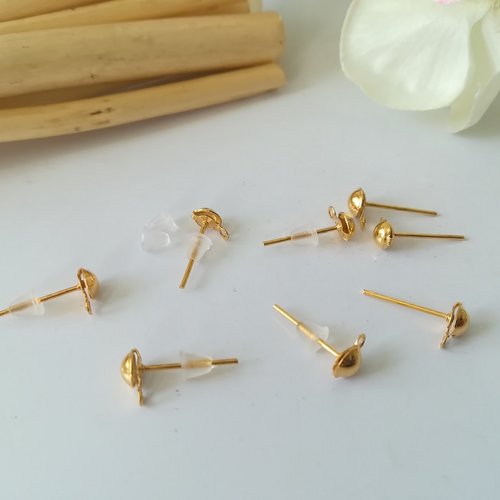 9 puces d'oreilles doré avec stoppeur