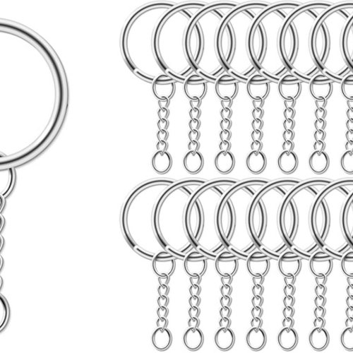 4 anneaux doubles et chaînette pour porte clés