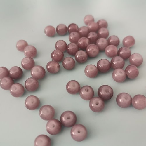 30 perles en verre 6 mm gris mauve