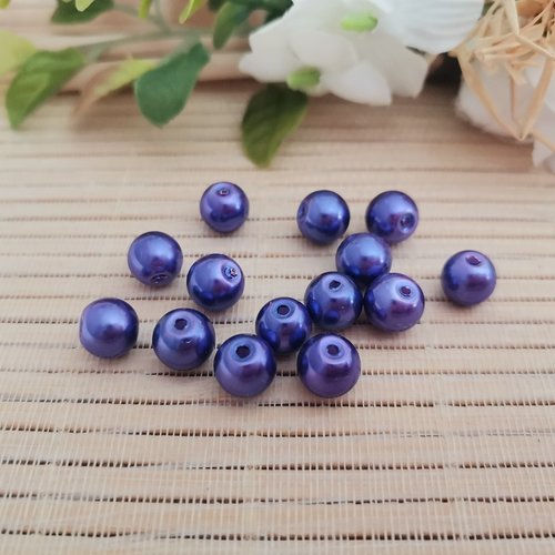 20 perles en verre nacré 8 mm violette