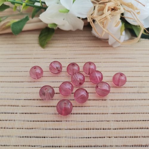 20 perles en verre 8 mm prune brillant