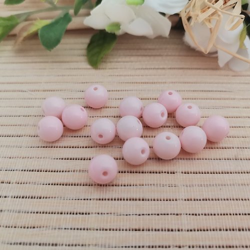 18 perles en verre 8 mm rose pale