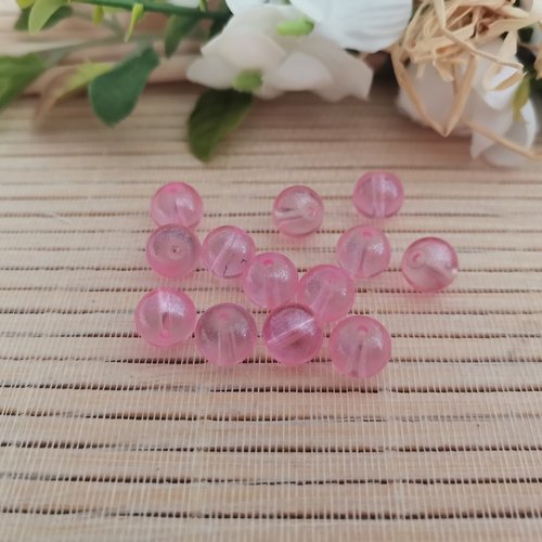 20 perles en verre 8 mm rose brillant