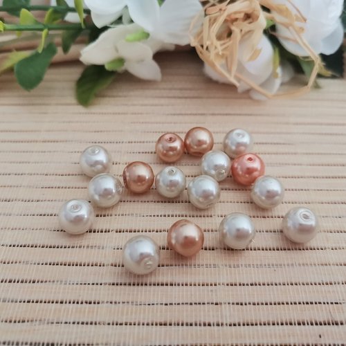 100 perles en verre nacré 8 mm