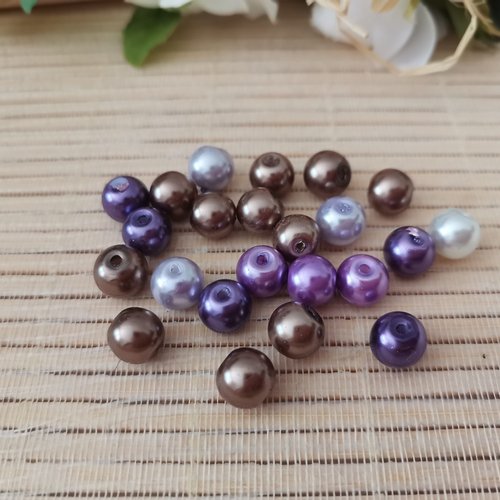 23 perles en verre 8 mm nacré