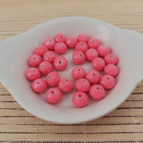 20 perles en verre à facette 8 x 6 mm saumon foncé