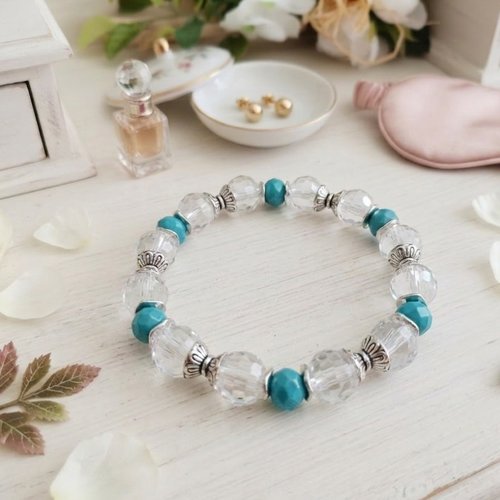 Kit bracelet fil élastique perles en verre laqué cristal