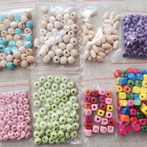 Gros lot de perles en bois