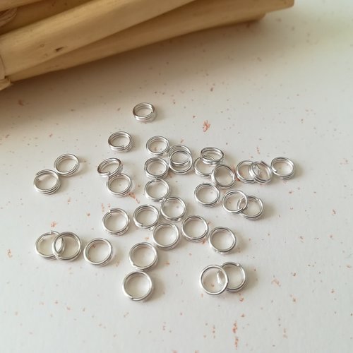 50 anneaux doubles 5 mm argentés