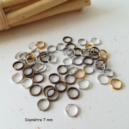 Anneaux doubles 7 mm multicolore  x 100