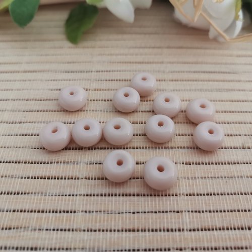 20 perles en verre rondelle 8 mm beige