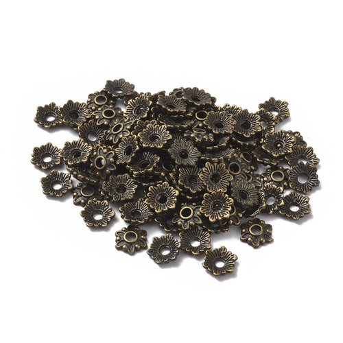 20 coupelles fleur 7 mm bronze