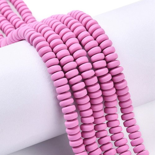 20 perles pâte polymère rondelle 6/7 mm lilas